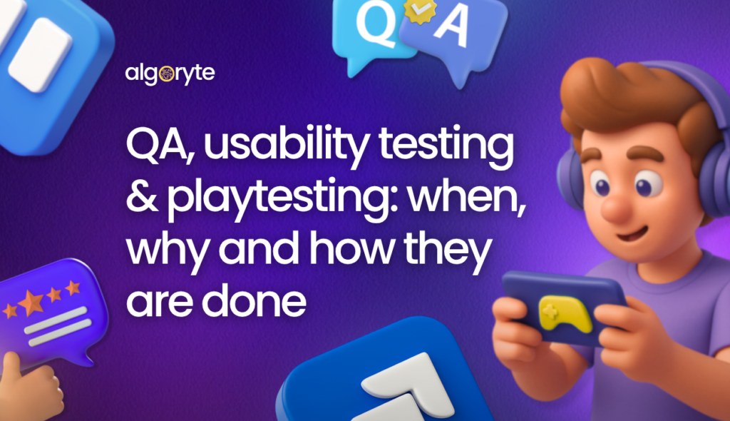 Game QA, usability testing, and playtesting