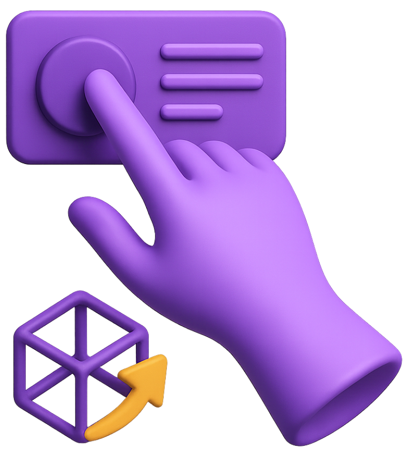 Virtual reality hand interaction design with 3D cube element