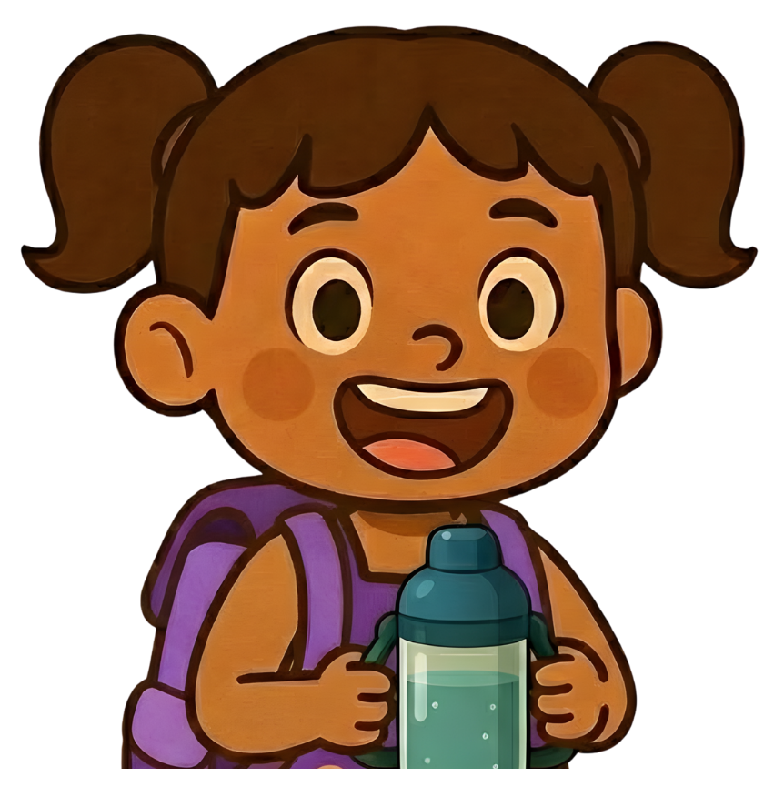 2D Game Art Design 2D game art service depicting a smiling school-going girl with her backpack and water bottle