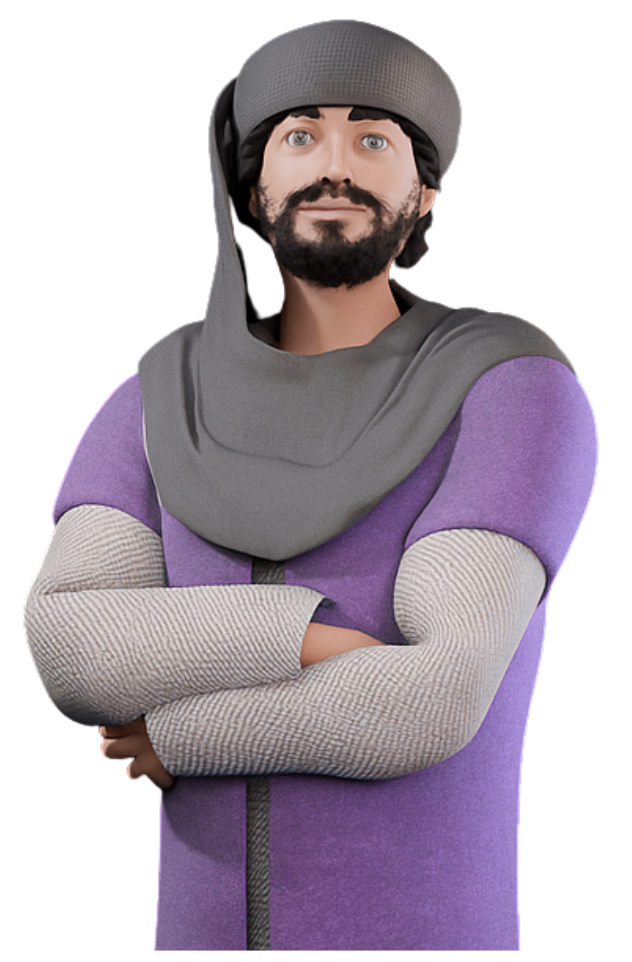 Concept art character development featuring an Arabic villager