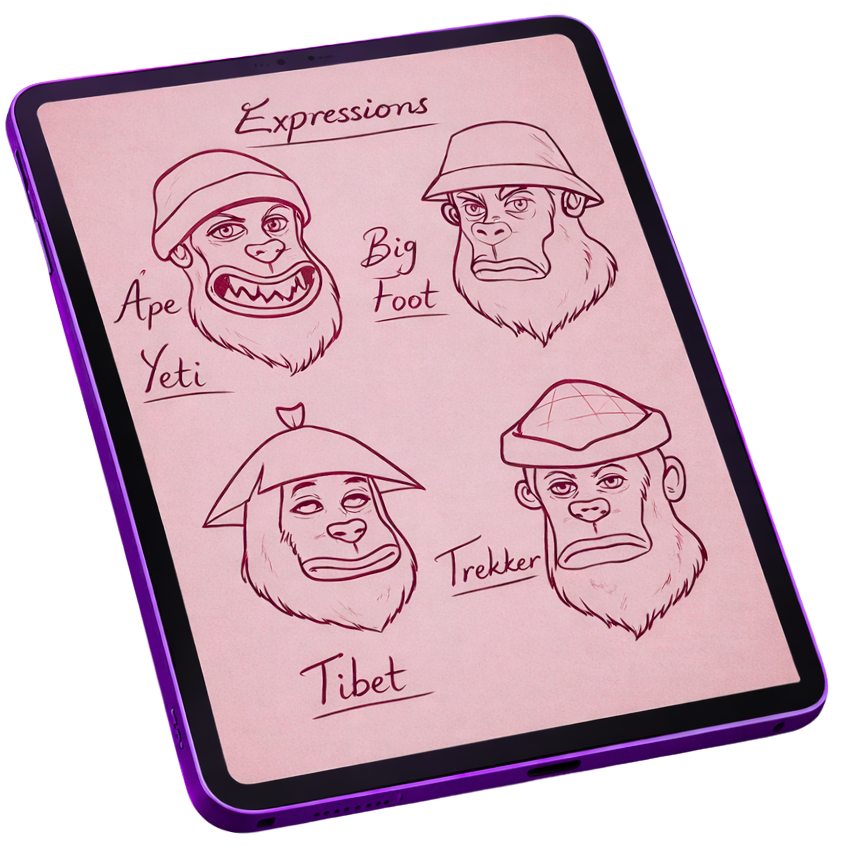 Game Art Concept Development Game art concept development on a tablet featuring yeti character design