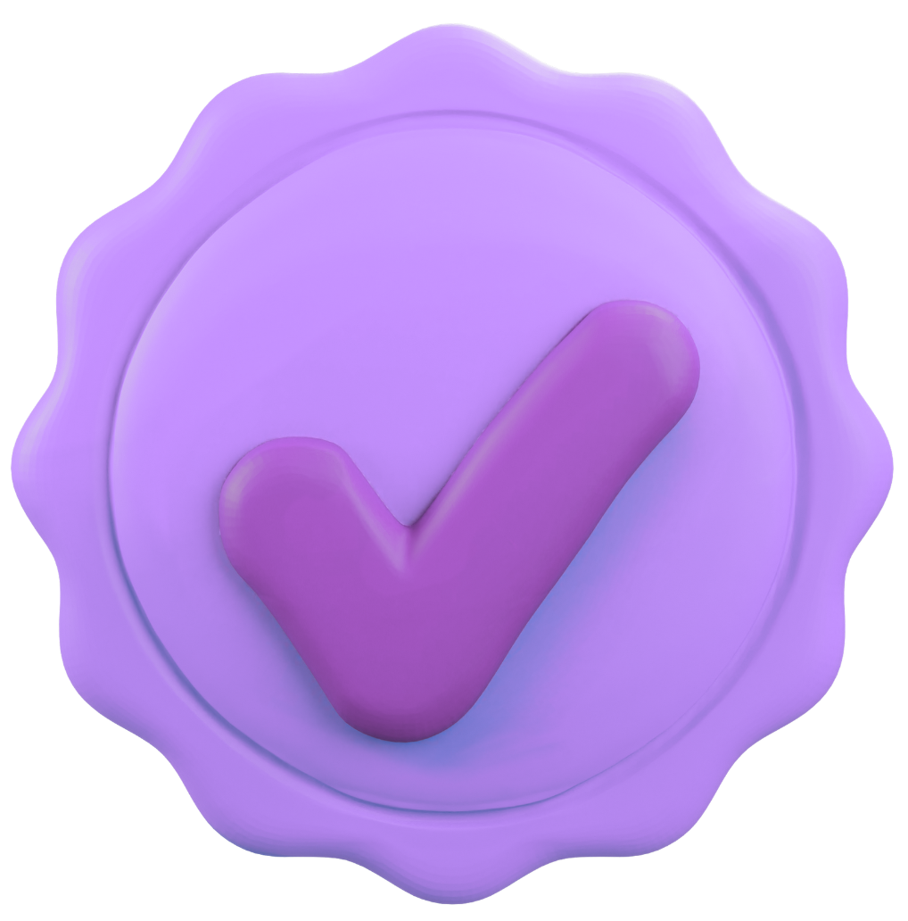 Game character design refinement and approval with a purple tick mark icon