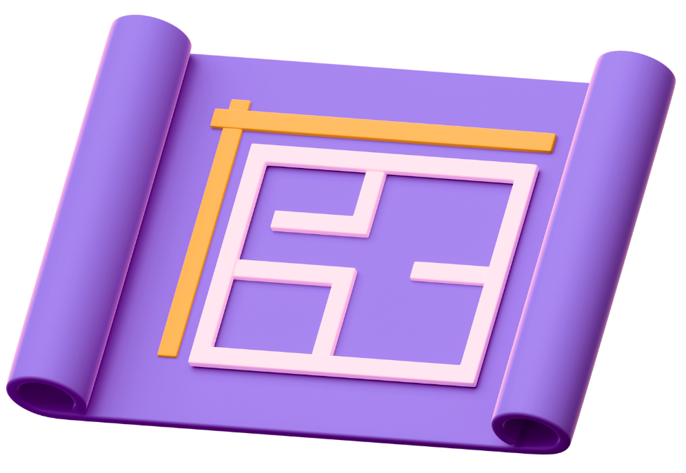 Game world blockout layout planning blueprint with geometric floor plan and T-square ruler tool