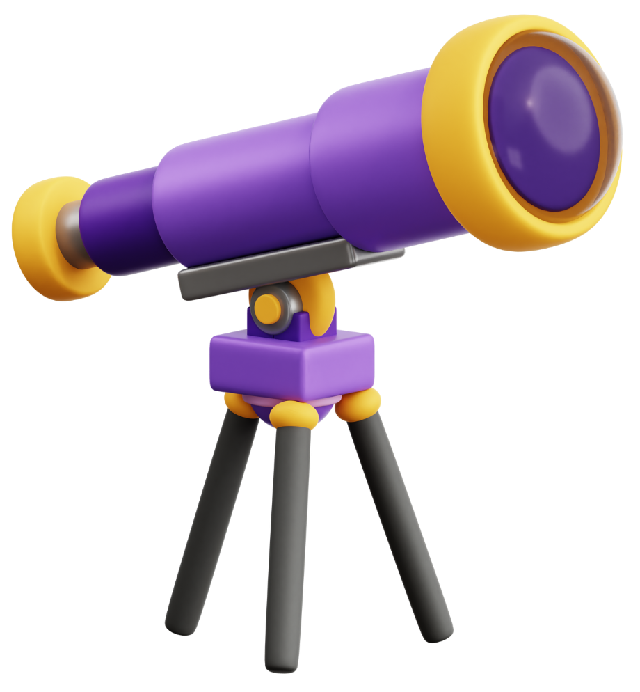 2D and 3D Animation Implementation and Optimization 3D animation implementation and optimization represented by a telescope on tripod